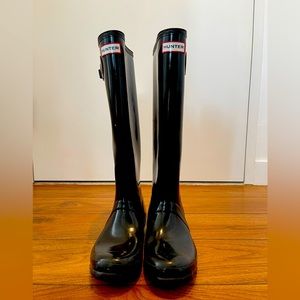 Hunter Original Tall Rain Boots Gloss Black Size 8W / 7M